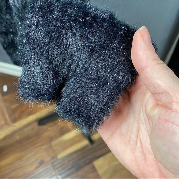 FRNCH Black Glitter Cropped Crew Neck Sweater.  Soft fuzzy, winter warm sparkly - Picture 8 of 12